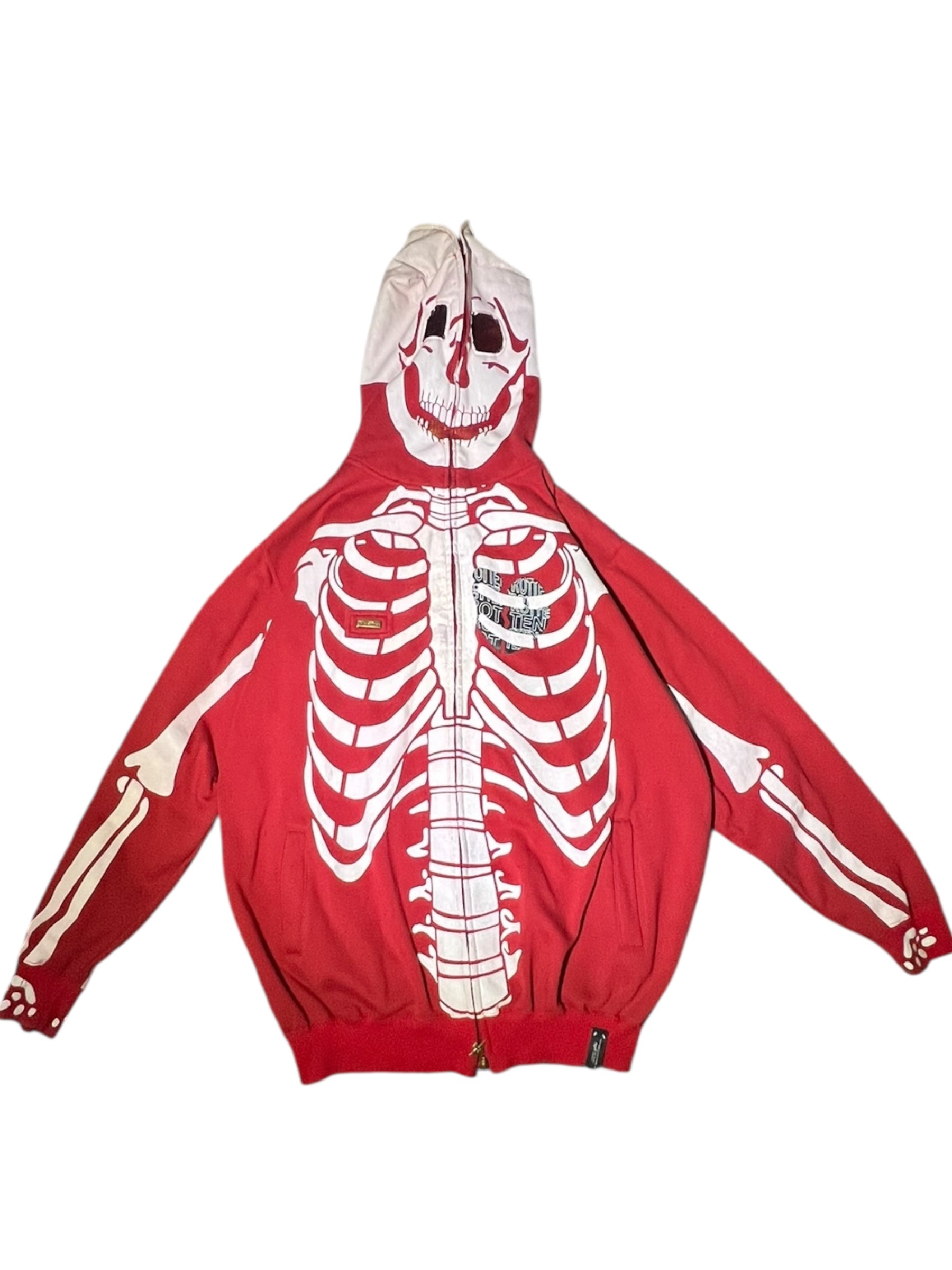 LRG Red Skeleton Full-Zip Hoodie – Rare Y2K Streetwear Classic
