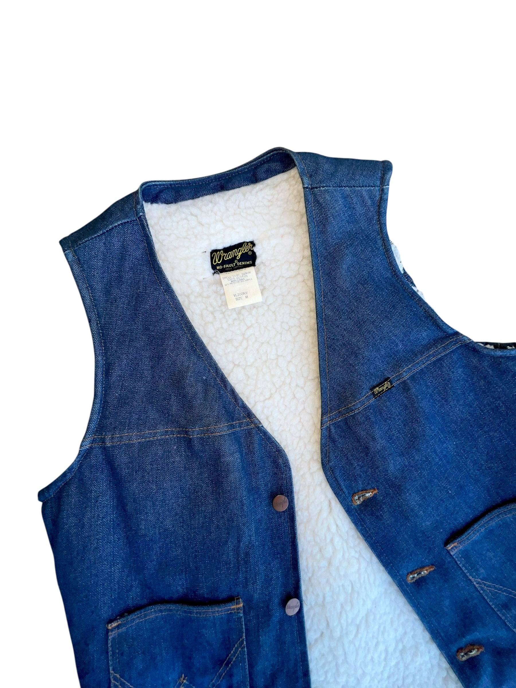 VTG Wrangler 70's Sherpa Denim Jean Cowboy Western Work Vest Coat Jacket