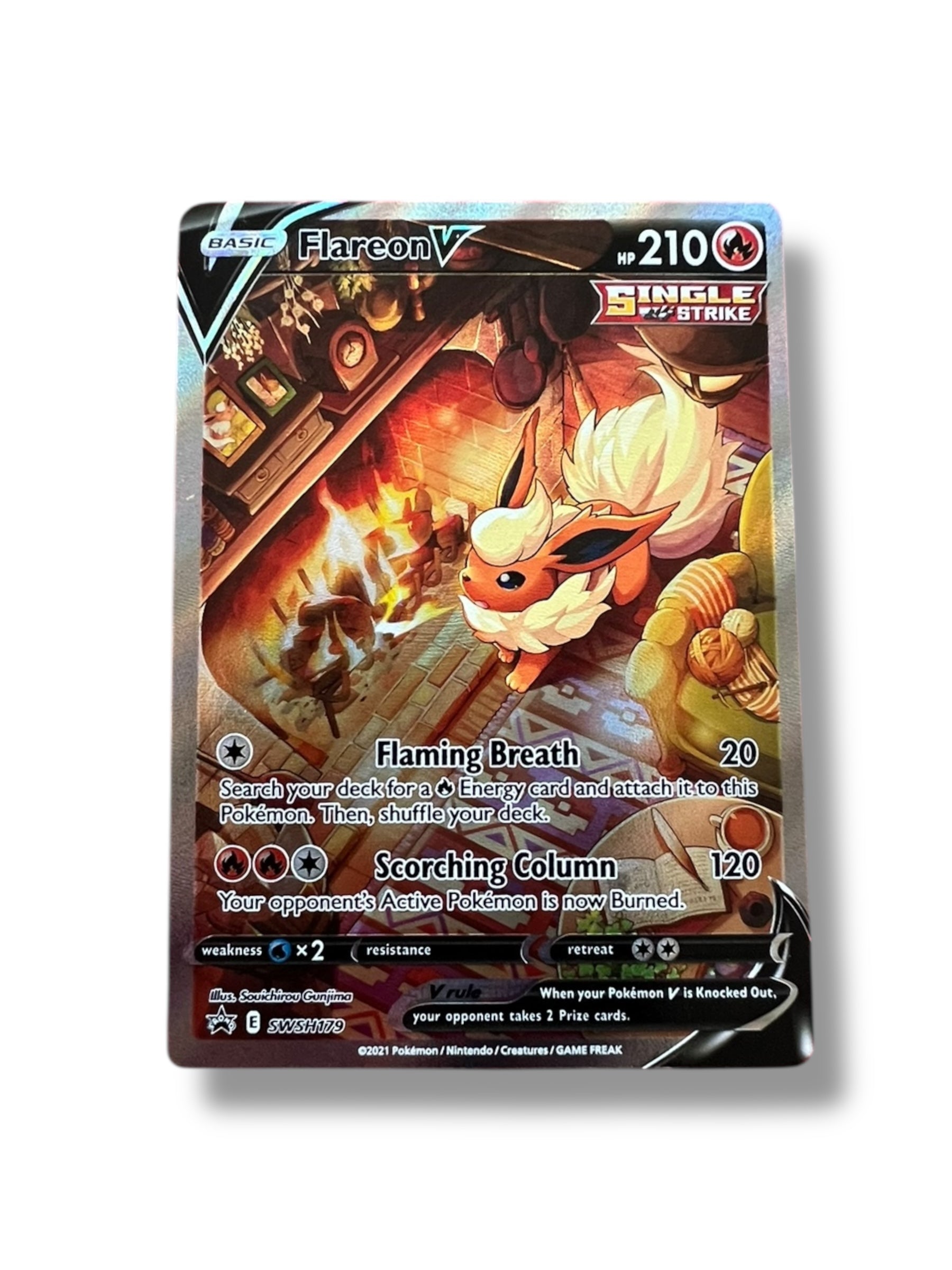 Flareon V – SWSH179 Promo (Full Art, Single Strike)
Condition: Near Mint