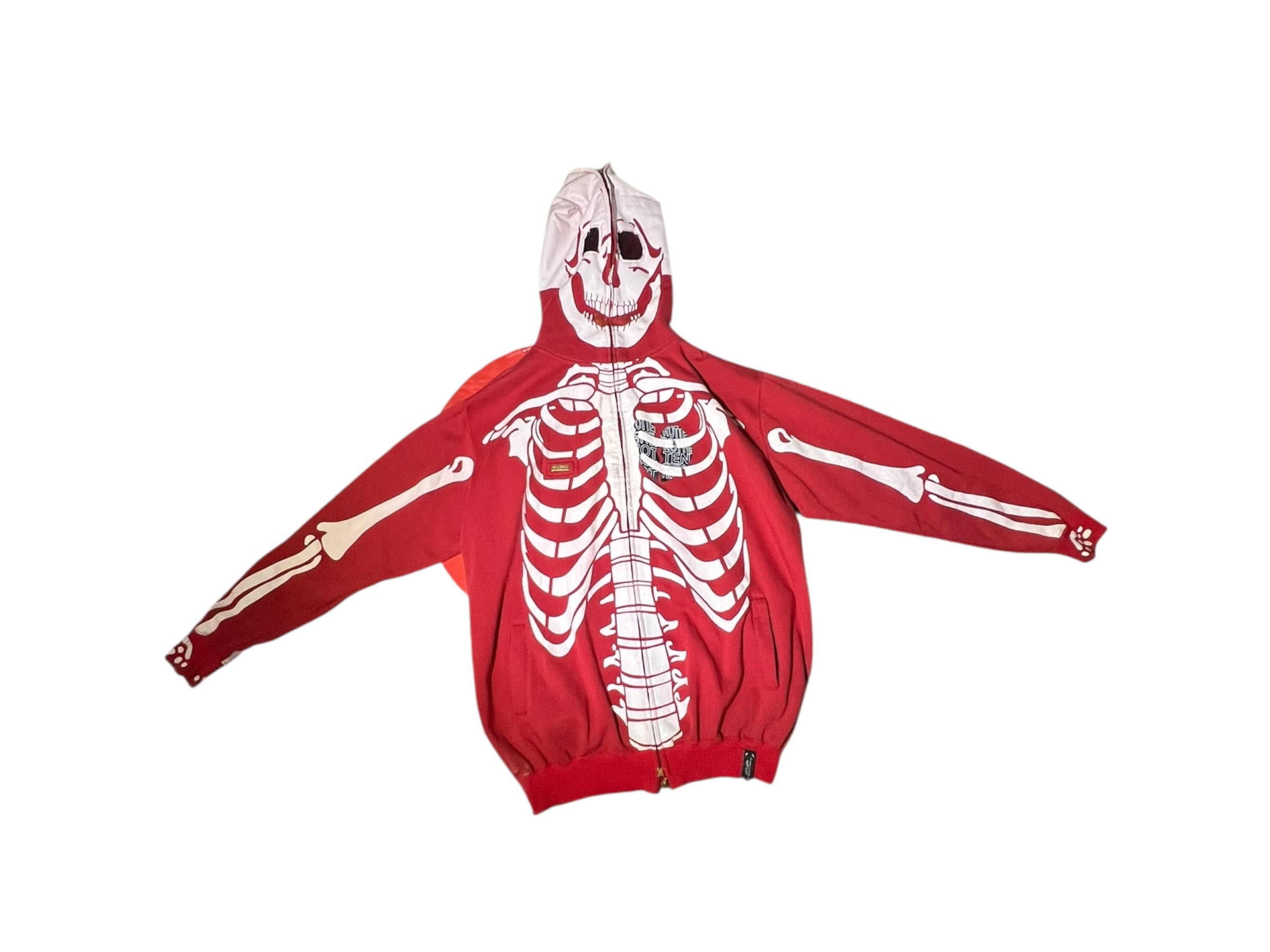 LRG Red Skeleton Full-Zip Hoodie – Rare Y2K Streetwear Classic