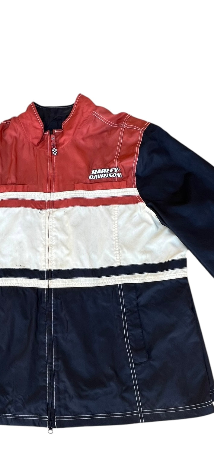 Vintage Harley-Davidson Racing Jacket – Orange & Black